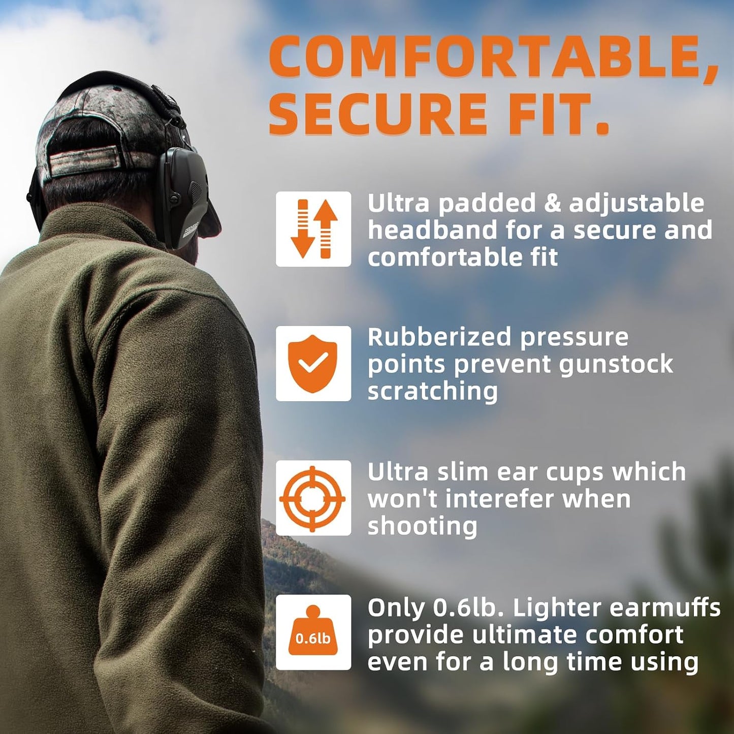 PROHEAR Electronic Ear Protection for Shooting with 4X Sound Amplification, Gun Range Hearing Protection Muffs, NRR 23dB Noise Reduction Headphones for Hunting, Green