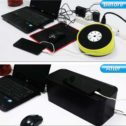 Power Strip Hider Box Cable Management Organizer Set Large & Medium Black