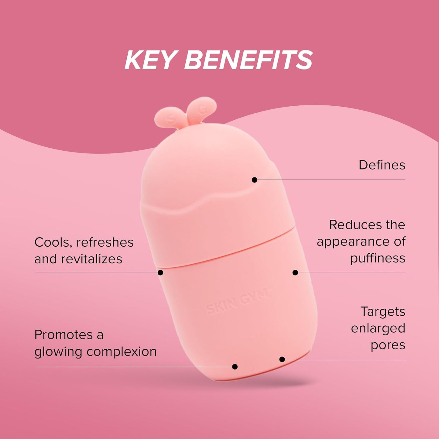 SKIN GYM Ice Roller for Face – Facial Ice Roller for Depuffing & Cooling Skin, Cold Face Roller to Minimize Pores & Soothe Skin, Reusable Cryo Ice Roller for Glowing Complexion