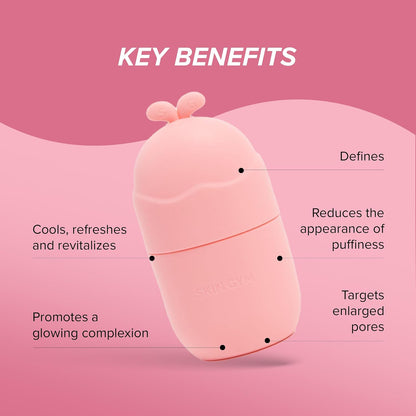SKIN GYM Ice Roller for Face – Facial Ice Roller for Depuffing & Cooling Skin, Cold Face Roller to Minimize Pores & Soothe Skin, Reusable Cryo Ice Roller for Glowing Complexion