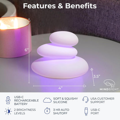 Mindsight 'Original Breathing Buddha' Guided Visual Meditation | 3 Modes to Slow Your Breathing & Calm Your Mind | Stress & Anxiety Relief | Wellness Gift | Adults, Kids, Classrooms | USB Rechargeable