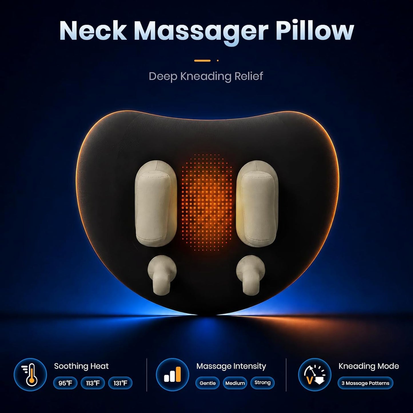 2026 Upgraded Neck Massager Pillow with Heat, Neck & Shoulder Massager with 3 Modes & 3 Intensities, Deep Tissue Kneading Device for Muscle Tension Relief, Best Gift for Women Men Parents Christmas