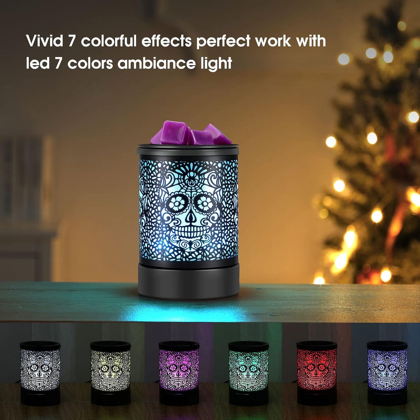 Enaroma Fragrance Wax Melts Warmer with 7 Colors LED Changing Light Classic Black Forest Design Scent Oil Candle Warmer for Home Black Forest