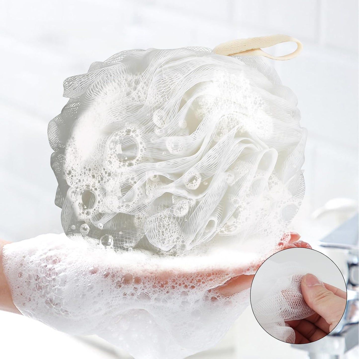 Chuya Bath Sponges Loofahs 70 Grams Large Size,4 Pack Shower Sponge Exfoliating Cleaning Bath Loofa Body Scrubber Balls for Women Men Children Washing