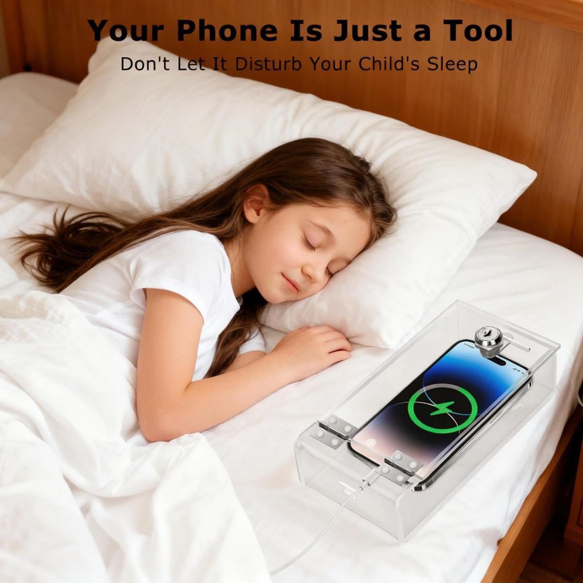 Cell Phone Lock Box, Mobile Phone Safe Jail Box with 2 Keys Transparent Storage Phone Locker Phone Acrylic Key Staff