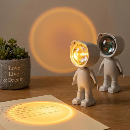 Sunset Projection Lamp, LED Night Light for Bedroom Decor Photography | Ambient Light,Adjustable Brightness Touch Control, 360° Rotating, Rechargeable & USB Powered, Astronaut Design