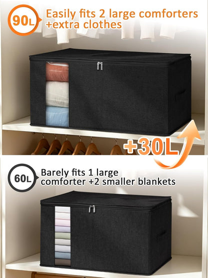 punemi 60L Sturdy Comforter Storage Bag, Blanket Organizer, Grey
