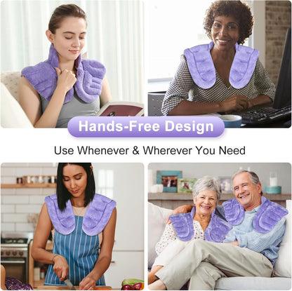 SuzziPad Microwave Heating Pad for Neck and Shoulders, Microwavable Heated Neck Wrap Warmer with Moist Heat, Herbal Lavender Aromatherapy, Hot & Cold Compress, Ideal for Mother's Day