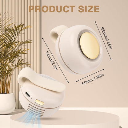 Portable Silent Mini Bladeless Fan Clip On, Small Fan Clip on for Shirt & Waist, Adjustable 3-Speed Suspended Whirlwind Fans, For Outdoor & Travel & Office, Travel Accessories, Gift (White)