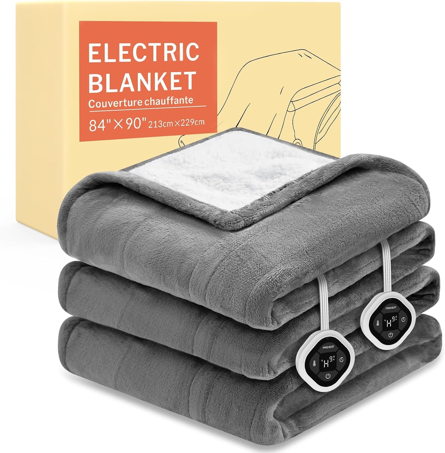 HOMLYNS LuxeHeat Heated Blanket Electric Blanket, Soft Flannel Sherpa Heated Throw, Heating Blanket with 5 Heat Settings, 3 hrs Timer Auto Shut Off (50x60 inches, Purple), Only for 120V Voltage Use