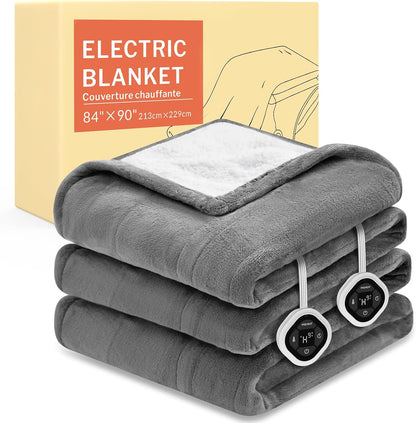 HOMLYNS LuxeHeat Heated Blanket Electric Blanket, Soft Flannel Sherpa Heated Throw, Heating Blanket with 5 Heat Settings, 3 hrs Timer Auto Shut Off (50x60 inches, Purple), Only for 120V Voltage Use