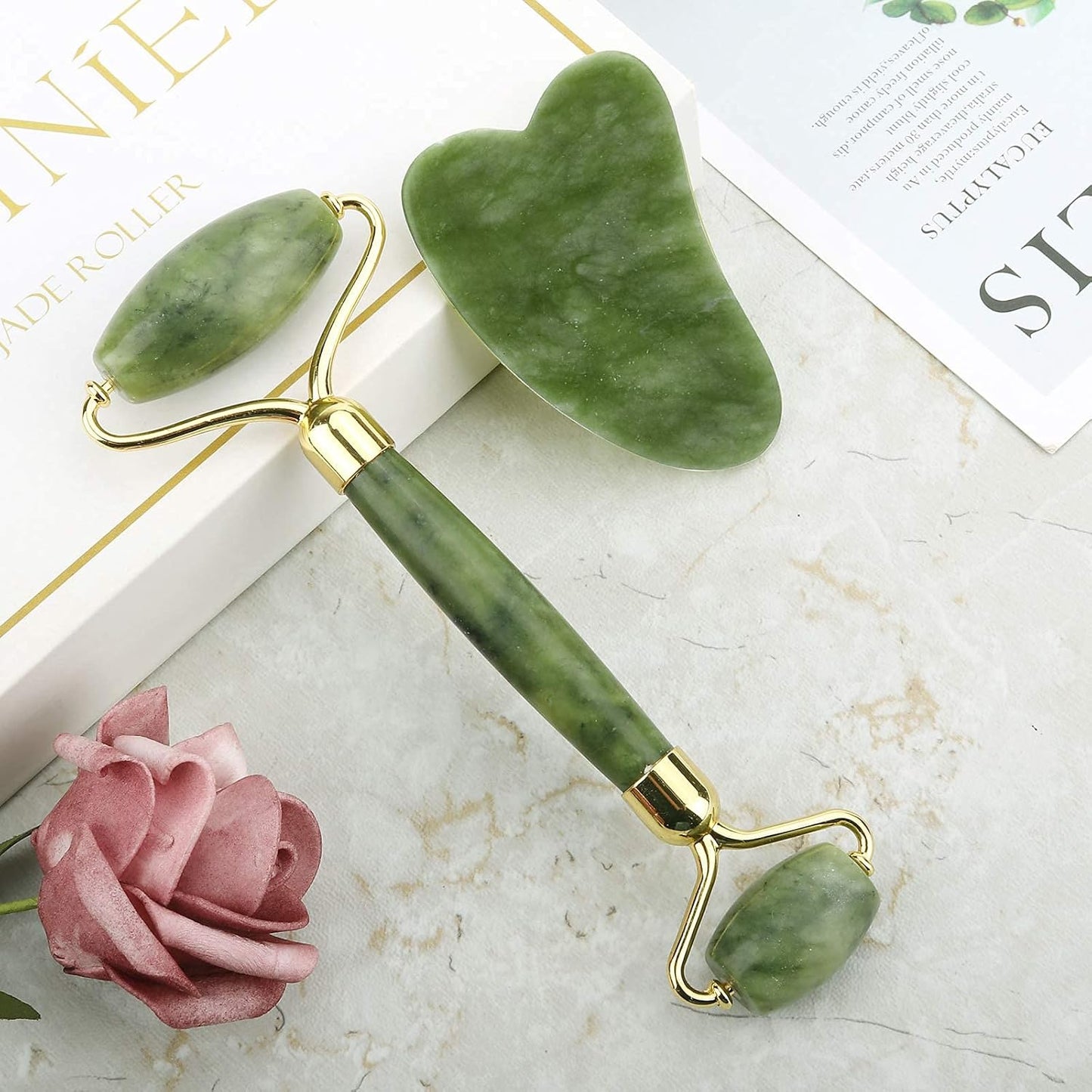 Deciniee Gua Sha Face Roller Tools: Jade Roller Facial Tools for Skin Care - Facial Massager for Face, Eyes, Neck, Relieve Fine Lines and Wrinkles