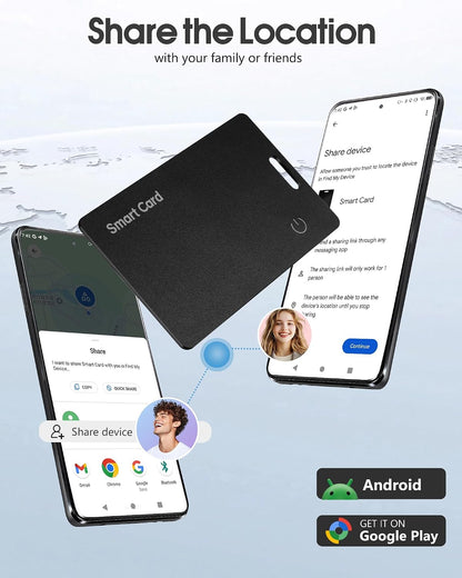 Zoilytech Wallet Tracker Card for Android 2 Pcs,Rechargeable Wallet Finder, Thin and Light Smart Card IP68 Waterproof GPS Tracker Item Locator for Find Hub App(Android Only)