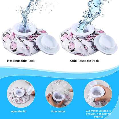 Honoson 4 Pack Reusable Ice Pack for Injuries, Ice Bags Hot Water Bag for Hot & Cold Pain Relief No-Leak Elastic Breathable for Muscle, Joint Pain Swelling, Sports & Home Use(Cute Fruit Style)