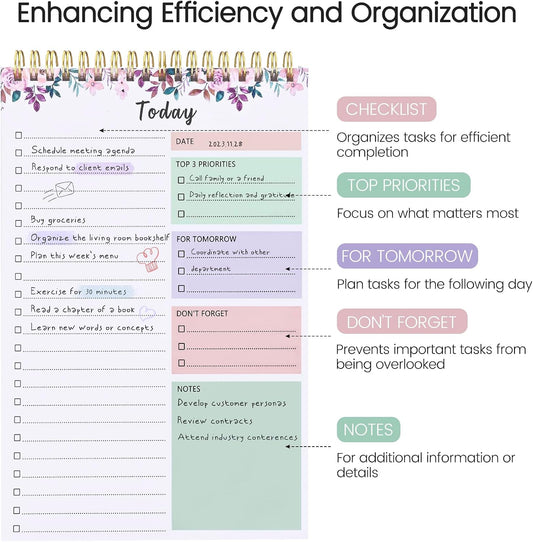 To Do List Notepad - To Do List Notebook for Work with 52 Sheets, Undated Daily Planner Perfect for Enhanced Productivity and Goal Achievement - Green