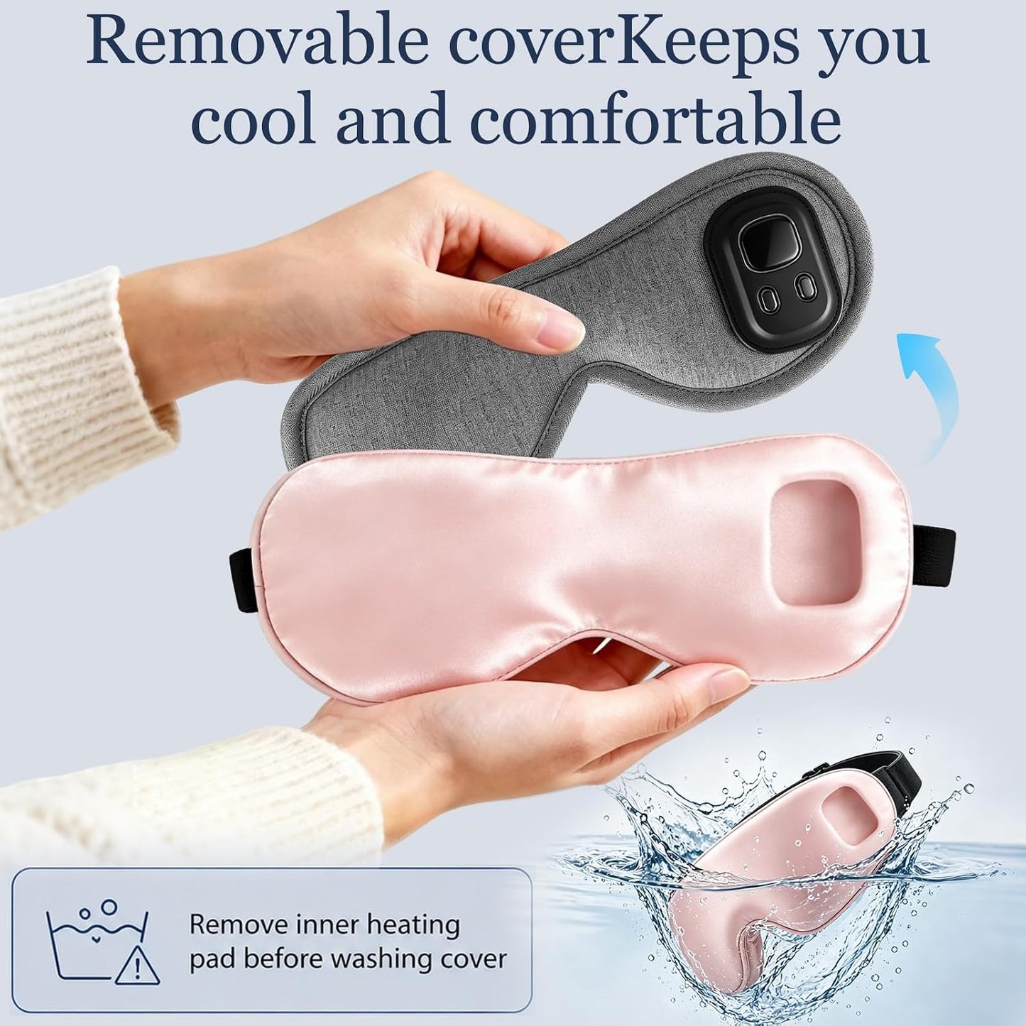 Cordless Heated Eye Mask-4 Heat Levels & 4 Timers Heated Eye Mask Rechargeable for Dry Eyes Warm Compress for Eyes Home Office Travel Sleep Soft Adjustable Portable Eye Mask Gift for Women Men