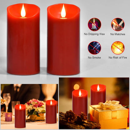2PACK Outdoor Plastic flameless Candles with Remote Control and Timer, LED Flickering Battery Operated Electric Pillar Candles (D3 xH5.5) for Camping, Weddings, Home Decoration