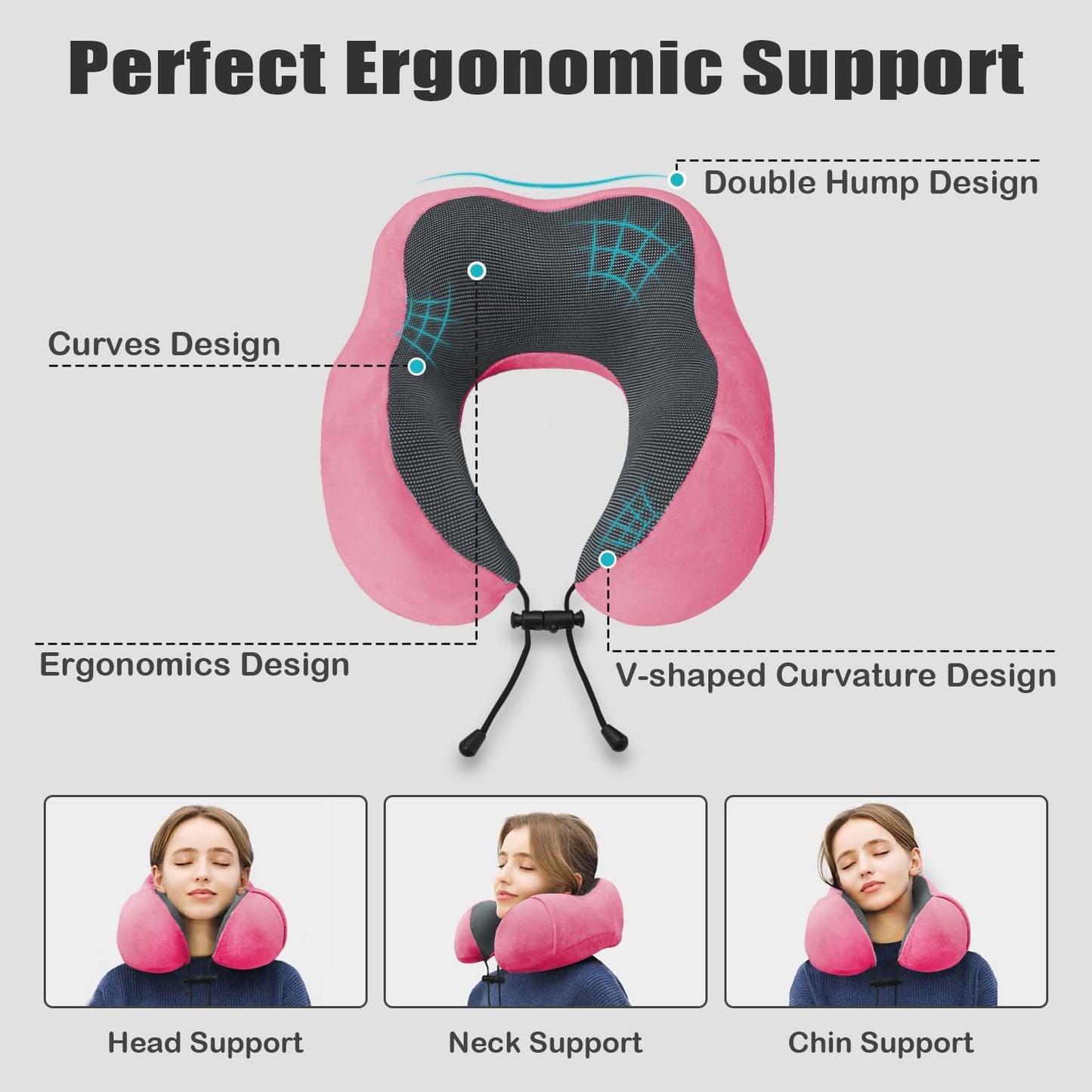 Travel Pillow, Memory Foam Neck Pillow for Traveling, U Shape Neck Pillow Airplane Portable Flight Pillow Travel Kit with 5D Contoured Eye Masks and Earplug for Plane Train Car Home Office