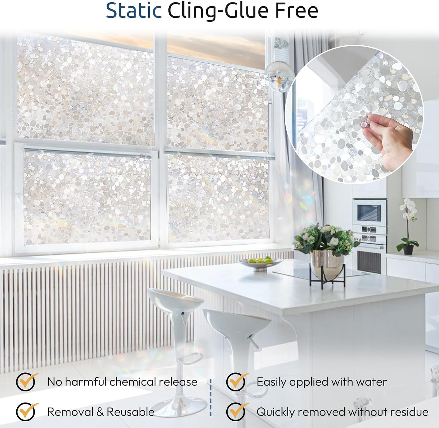 rabbitgoo Blackout Window Film Room Darkening Light Blocking 17.5" x 78.7" | Removable Static Cling without Glue, Tint & Privacy Film for Window Inside, Day & Night Sleep for Home Garage Bedroom House