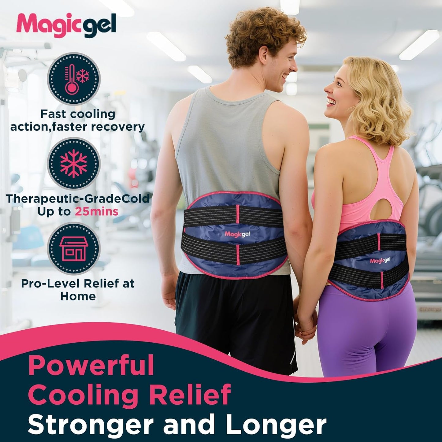 Magic Gel Ice Pack for Back Pain Relief | 2 Pack Reusable Lower Back Wrap for Hot or Cold Therapy | Relief for Lower Lumbar, Sciatic Nerve, Herniated or Degenerative Disc, Coccyx, Tailbone Pain
