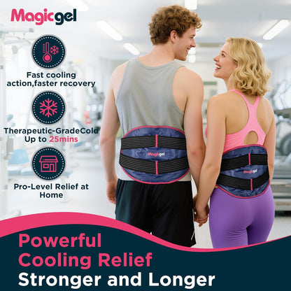Magic Gel Ice Pack for Back Pain Relief | 2 Pack Reusable Lower Back Wrap for Hot or Cold Therapy | Relief for Lower Lumbar, Sciatic Nerve, Herniated or Degenerative Disc, Coccyx, Tailbone Pain