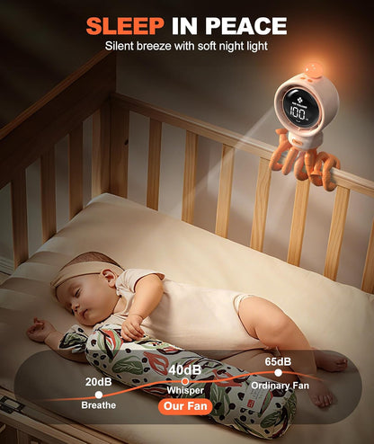 TRELC Baby Stroller Fan Large, Portable Bladeless Fan (Orange)