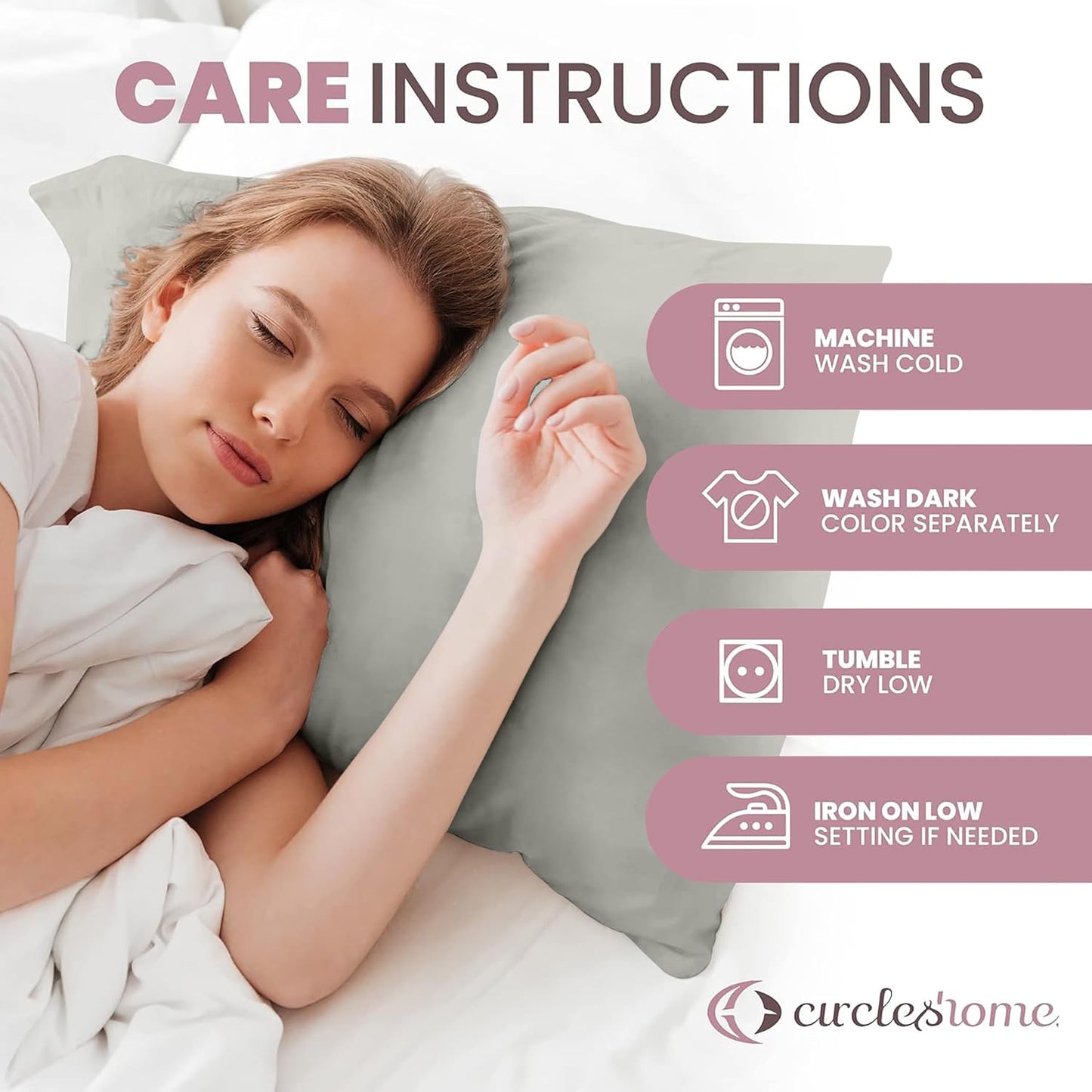 CirclesHome Pillow Protectors 4 Pack Standard Zippered - 100% Cotton Breathable Pillowcases - Protects Pillows from Dirt, Dust and Debri (Standard - Set of 4 - 20x26)