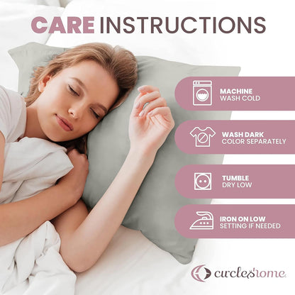 CirclesHome Pillow Protectors 4 Pack Standard Zippered - 100% Cotton Breathable Pillowcases - Protects Pillows from Dirt, Dust and Debri (Standard - Set of 4 - 20x26)