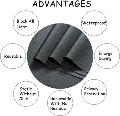 Blackout Window Film, Static Cling Window Tint 100% Light Blocking No-Glue Window Cover for Home Privacy, Room Darkening, Nap Time, Aquarium, Baby Room, Day Sleeping (Matte Black, 17.7x78.7 Inch)