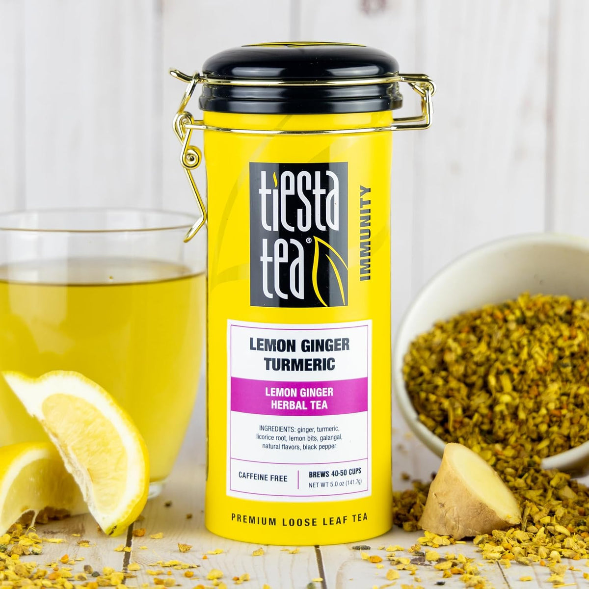 Tiesta Tea Lemon Ginger Turmeric, Loose Leaf, Lemon Ginger Herbal Tea, 5oz