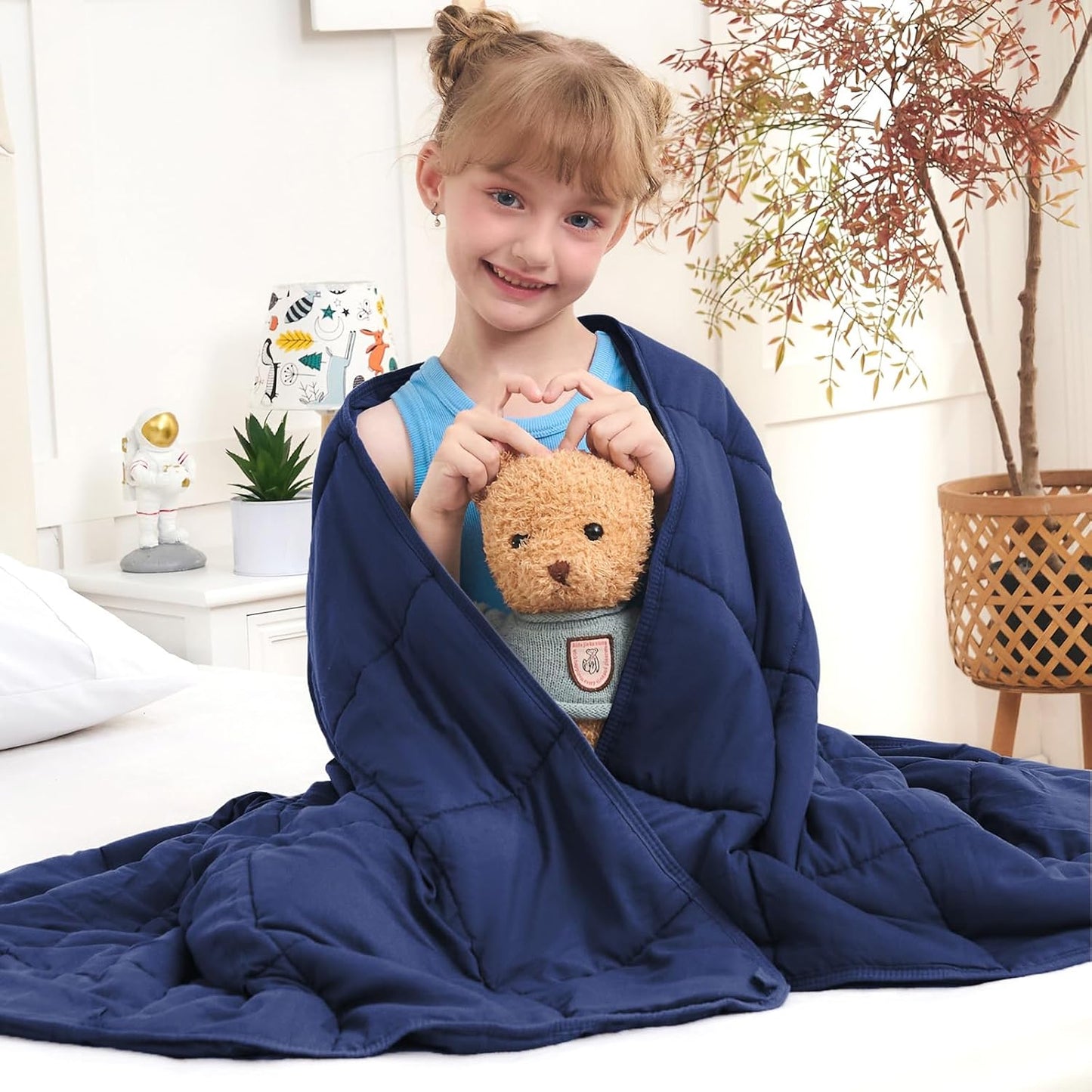 Weighted Lap Blanket for Adults 5lbs, 24"x29" Cooling Heavy Throw Blanket, Portable Travel Weighted Blankets, Soft Small Blankets Gift for Sleeping, Navy Blue
