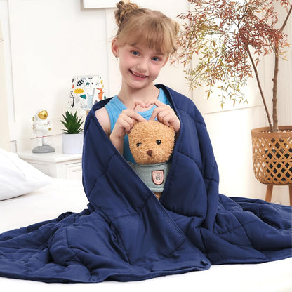 Weighted Lap Blanket for Adults 5lbs, 24"x29" Cooling Heavy Throw Blanket, Portable Travel Weighted Blankets, Soft Small Blankets Gift for Sleeping, Navy Blue