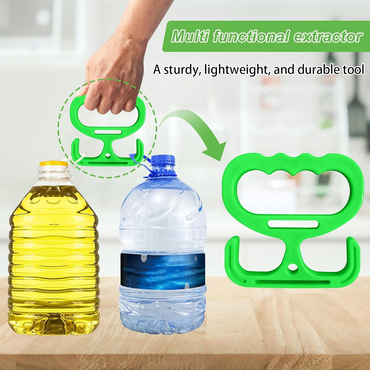 Heavy Duty Shopping Bag Handle Carrier, Green, Plastic, Lightweight Grocery Bag Holder with Ergonomic Grip, 10.5x10.5x0.5cm, Labor-Saving Design（2 Handle (Green)