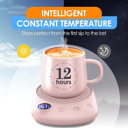 Coffee Mug Warmer - Fastest Heating & Highest Temperature, Coffee Cup Warmer for Desk Auto Shut Off, 4 Temp Settings & 1-12H Timer, Smart Electric Beverage Warmer for Coffee, Tea (Blue)