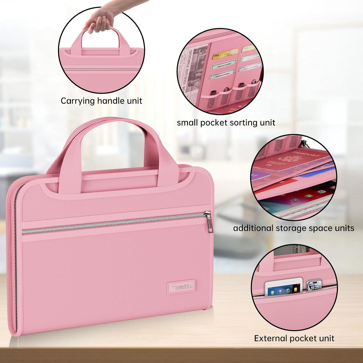 Tamfile Fireproof Accordion File Organizer, Expanding File Folder