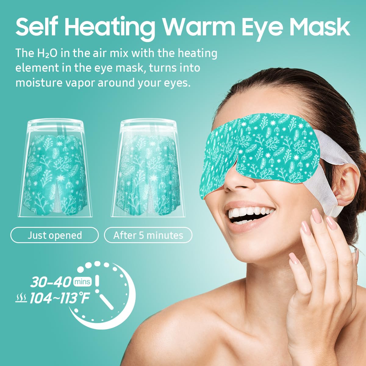 BeHoomi 20 Packs Steam Eye Mask, Heated Eye Mask Warm Compress for Eyes, Disposable Self Heating Steam Mask for Home, Sleep, Spa, Travel Essentials & Relaxation Gifts for Women (Lavender)