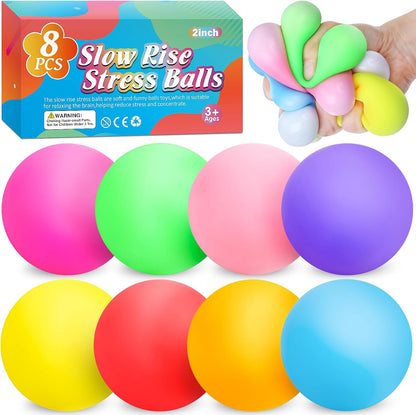 12 Pack Slow Rising Stress Ball,Stress Balls for Kids Adults,Stretchy Fidget Toys for Stress Relief,Hand Therapy Sensory Squishy Ball, Squishy Toys for Kids, Classroom Prize Box Party Favors