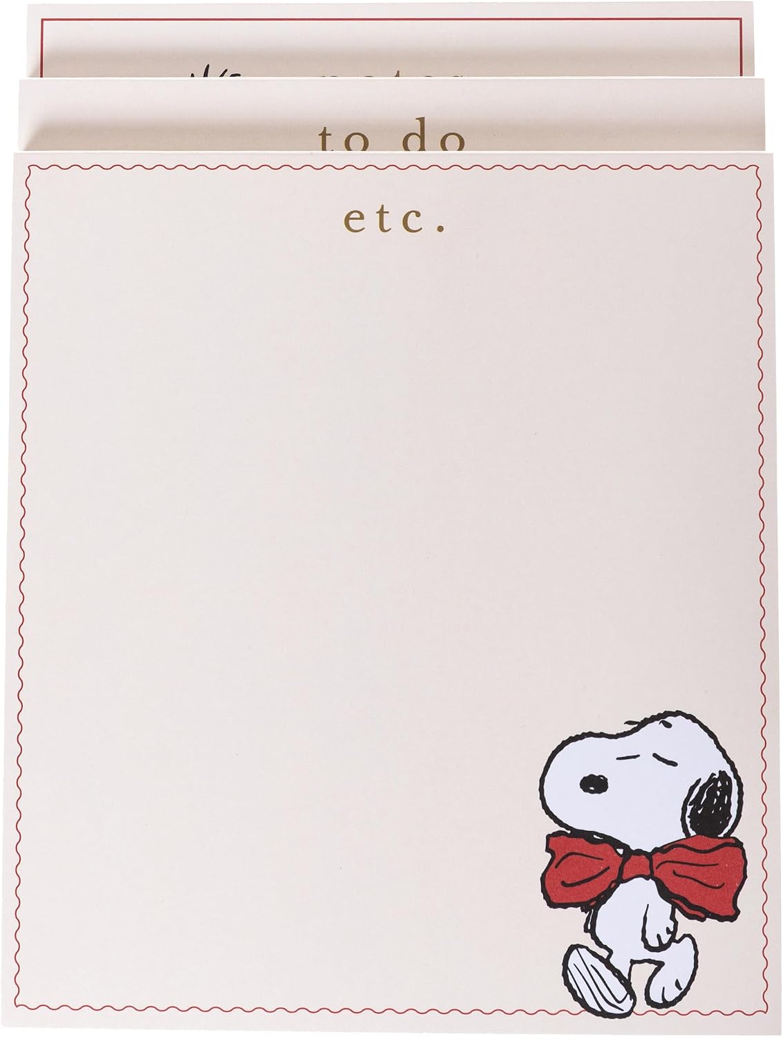 Graphique Peanuts Scallop List Pad, Cute Memo Notepad for To Do Lists and Daily Notes, 80 Perforated Sheets, Luxe Sketch Paper, Slim Desk Pad for Office, Home, School, Daily Planning