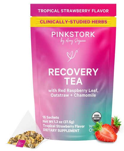 Pink Stork Postpartum Recovery® Herbal Tea, Strawberry, 15 Sachets