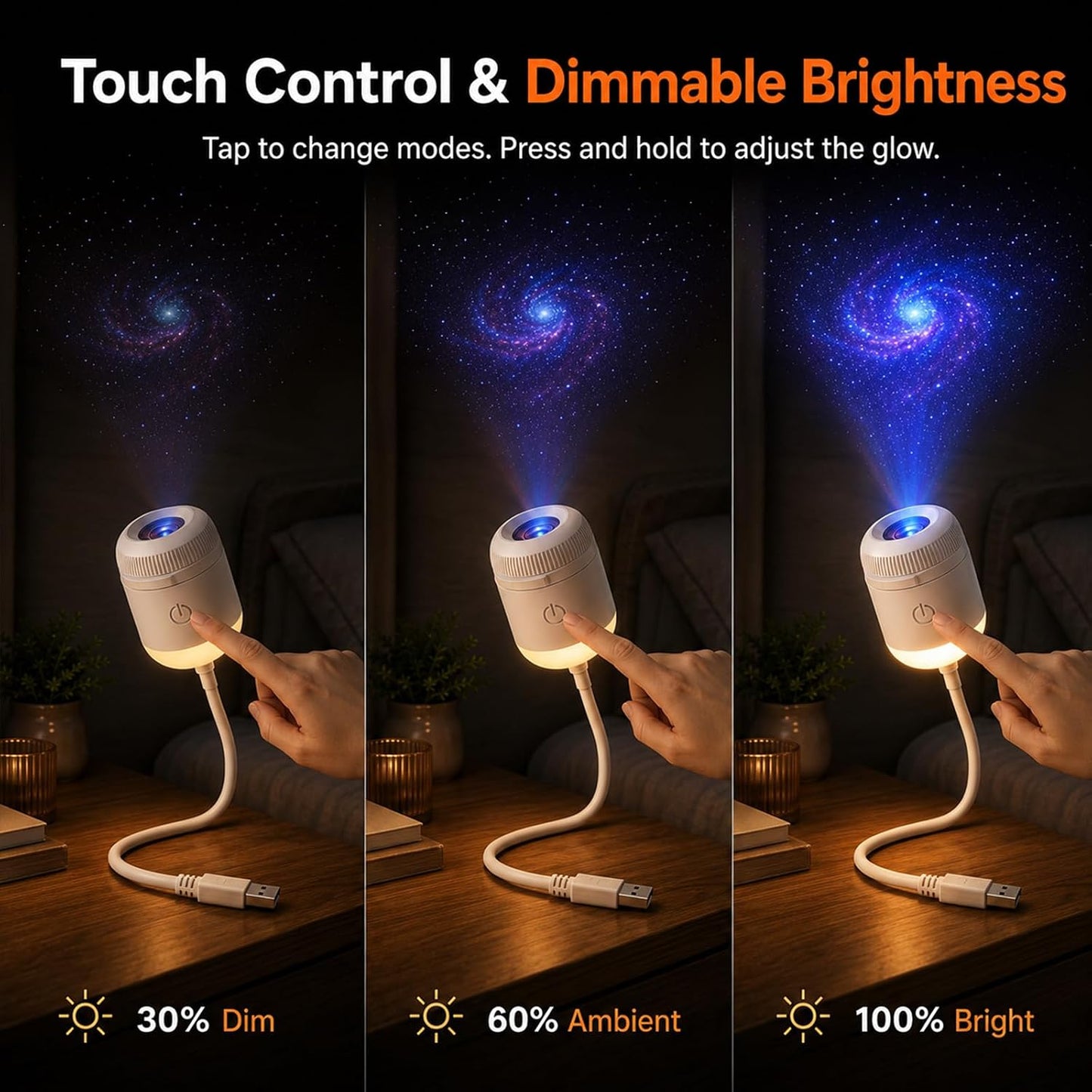 2027 New Hd Smart Dynamic 5d Holographic Night Light Projector, Plug and Play Hd Star Projector, 360° Adjustable Hd Galaxy and Ocean Projector for Bedroom Ceiling (24 Projection Films)