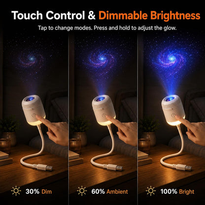 2027 New Hd Smart Dynamic 5d Holographic Night Light Projector, Plug and Play Hd Star Projector, 360° Adjustable Hd Galaxy and Ocean Projector for Bedroom Ceiling (24 Projection Films)