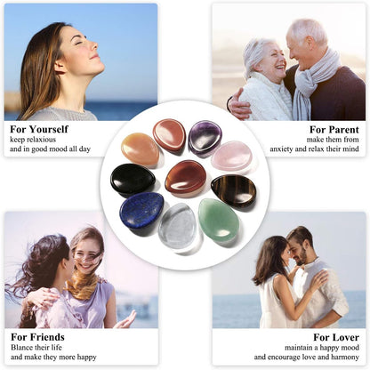 CrystalTears Tiger's Eye Thumb Worry Stone Healing Crystal Pocket Palm Stone Worry Stones for Anxiety Stress Relief