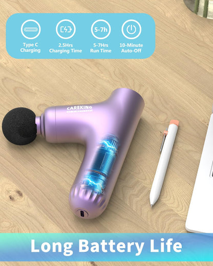 3-in-1 Detachable Massage Gun Deep Tissue, Ergonomic Extension Handle Back Massager for Pain Relief, Portable Percussion Muscle Massager for Shoulder, Thigh, Waist & Neck, FSA-HSA Eligible