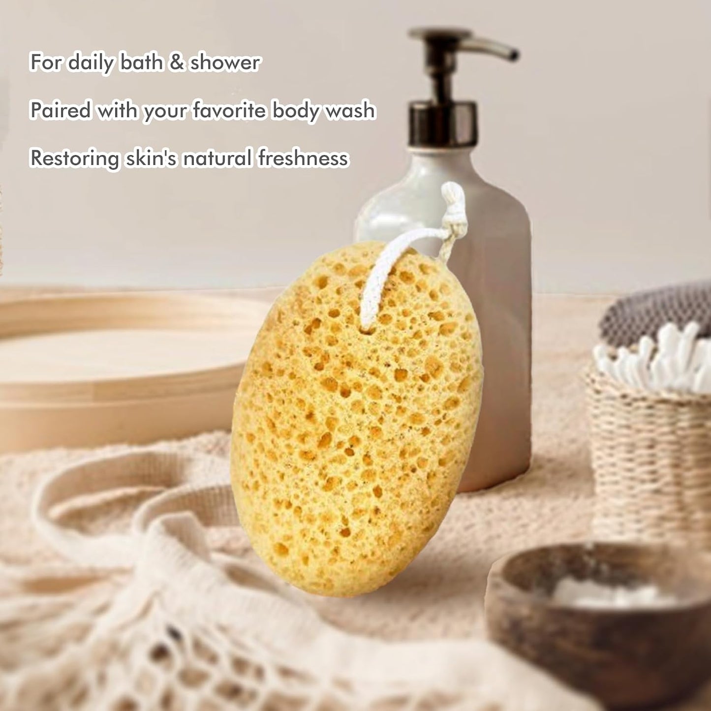 Bath Sponge, 2Pcs Large Shower Sponges for Women Men | Soft Sponge for Bathing, Exfoliating Wash Sponge Body Puff with Dense Foam for Gentle & Deep Cleanse for Sensitive Dry Skin
