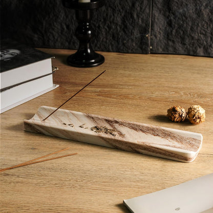 Koville Marble Incense Holder, Incense Holder for Sticks, Incense Sticks Holder Ash Catcher for Meditation Yoga SPA, Natural Stone Incense Burner, Home Table Decor (Grey)