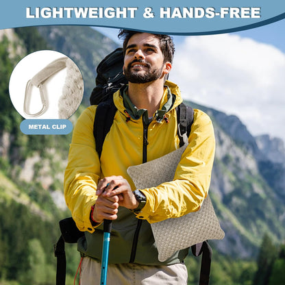Travel Blanket Airplane Compact with Bag, Travel Essentials 3 in 1 Packable Airplane Blanket, Travel Pillow and Blanket Set, Inflatable Pillow, Luggage Sleeve & Backpack Clip (Light Grey)