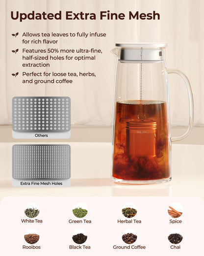 2 Pack Reinmoson Large Tea Infuser for Loose Tea & Spice Infuser for Cooking, 2.1” x 2.9” Extra Fine Mesh Large Tea Strainers, 304 Stainless Steel Loose Leaf Tea Steeper for Black Tea, Rooibos, etc