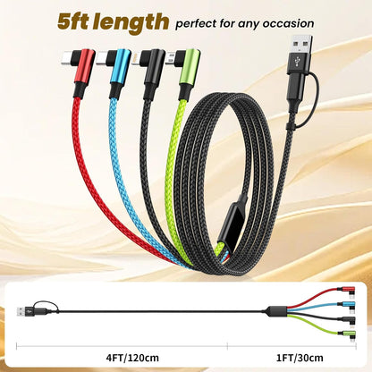 4 in 1 Multi Charging Cable, 5FT Charging Cords for Multiple Devices