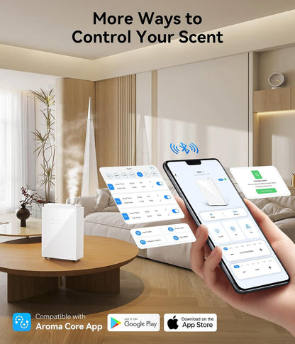 Essential Oil Diffuser - HVAC System, 5500 Sq.Ft Waterless Diffuser, Whole House & Aromatherapy Diffuser, Oil Diffuser for Office Home Large Room, WiFi & Bluetooth App Control, Black