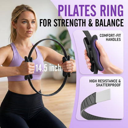 JKSHMYT Pilates Ring Fitness Circle for Women, Pilates Equipment – 14.5" Home Magic Exercise Workout, Better me Pilates Essentials Starter Set for Beginners Toning Shape Full Body